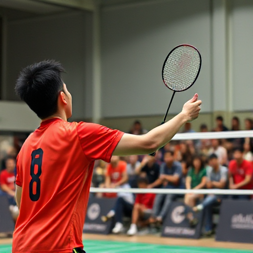 Championnat de badminton : un joueur local remporte la victoire devant des fans adorateurs